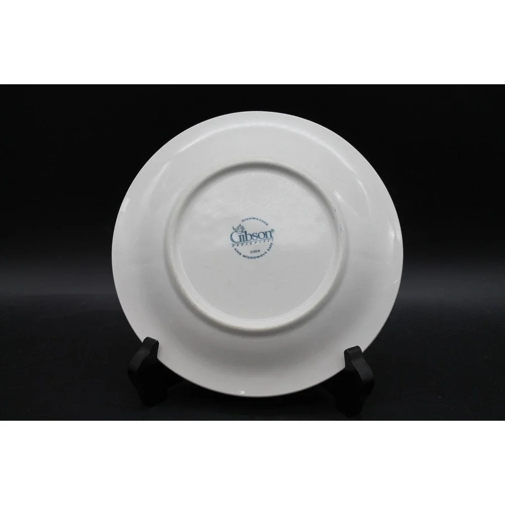 Gibson Housewares White Embossed Fruit Salad Plates Set of 3 Ceramic 7.75
